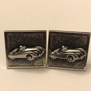 Silver Tone Convertible Car Design Cufflinks